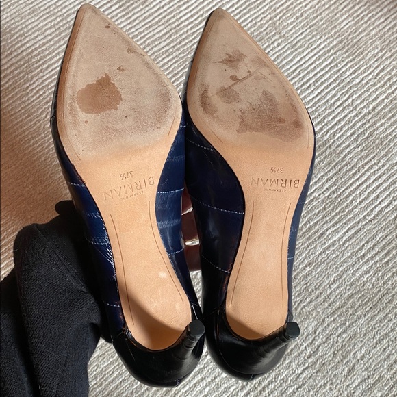 Alexandre Birman Textured Leather Two Tone Blue Black Python Pumps Heels 7.5 - Picture 6 of 15